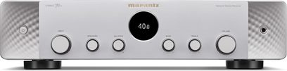 Marantz Stereo 70 gümüş ampli hi-fi stereo, ön panel, ön görünüm, düğmeler ve bağlantılar, dijital ekranda "40.0"