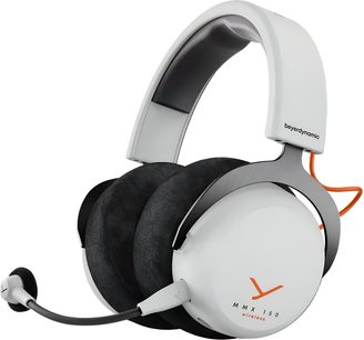 Білий повнорозмірний (over-ear) гарнітурний комплект Beyerdynamic MMX 150 WL, пластик і метал, велюрові амбушури, мікрофон на штанзі, тричвертний ракурс