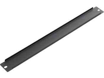 Panneau d’obturation rectangulaire noir avec deux trous circulaires aux extrémités et une surface légèrement incurvée