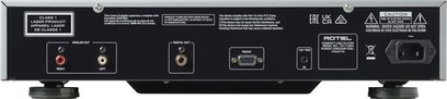 Lettore CD alta fedeltà Rotel CD11 MKII nero, vista posteriore, connettori audio analogici e digitali, porta RS232, presa di alimentazione