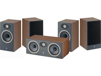 Focal Theva N°1 Regallautsprecher-Set Nussbaum, 3 Lautsprecher dunkles Holz und dunkelgraue Fronten