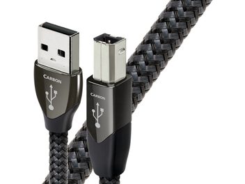 Audioquest Carbon USB kabel s konektory USB-A a USB-B, černý opletený plášť, dva kusy vedle sebe