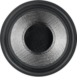 Bowers & Wilkins DB2D satengblankt bassreflekshøyttaler, nærbilde av den runde metallgrillen foran