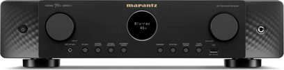 Marantz CINEMA 70s Serie 2 sort lyd- og videoforstærker, frontpanel med central skærm, to drejeknapper og USB-port