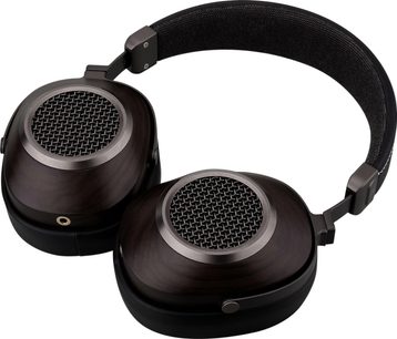 Sendy Audio Anser Zebrano hifi-hoofdtelefoon, donkerbruine oorschelpen met ronde roosters en een zwart gevoerde hoofdband