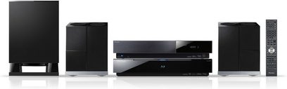 Pioneer LX03BD hjemmebiografsystem bestående af to gulvhøjtalere, en subwoofer, en Blu-ray-afspiller og en soundbar