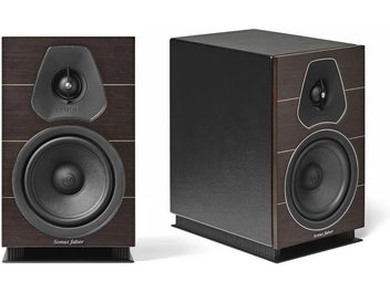Sonus Faber Lumina II venge krāsas plaukta skaļrunis, tumša priekšpuse ar melnu skaļruni un centrālo augsto frekvenču skaļruni