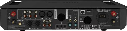 Integrovaný stereo hi-fi zesilovač Roksan CASPIAN 4G streaming černý, zadní pohled, konektory RCA, XLR, HDMI, LAN, USB, svorky pro reproduktory