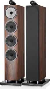 Boxe de podea Bowers & Wilkins 702 S3 moka, lemn închis, 4 difuzoare, tweeter sferic, bază neagră