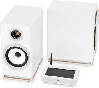 Triangle Capella 2 connected speakers hoogglans wit, paar met witte bedieningsunit