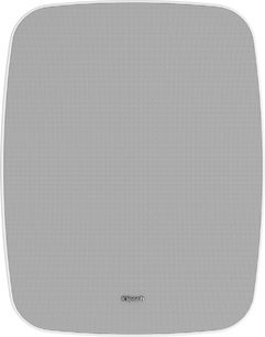 Altavoz de exterior Klipsch PSM-800-SW blanco, vista de frente con rejilla perforada y ángulos redondeados