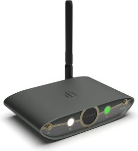 Síťový audio přehrávač iFi Audio Zen Stream 3 šedý se zadní anténou a předním panelem s kulatými kontrolkami