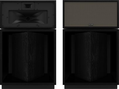 Klipsch La Scala AL6 sorte gulvhøjttalere med træfinish, front med diskant, mellemtone og basenhed