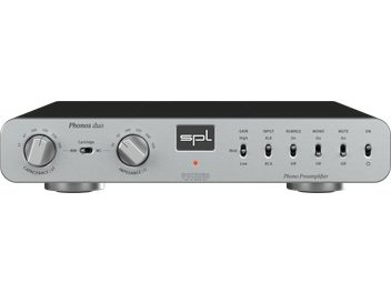 SPL Phonos Duo silver phono preamp, front panel with capacitance, impedance, gain, and XLR/RCA input adjustments