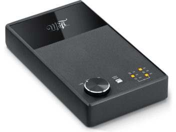 Conversor de áudio DAC Mofi Electronics StudioDAC preto em alumínio escovado vista superior com botão rotativo e indicadores luminosos