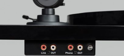Πικάπ hi-fi Pro-Ject E1 BT καρυδιά AT3600L, συνδέσεις RCA κόκκινο και λευκό για Line OUT και Phono OUT, ασημένια βίδα
