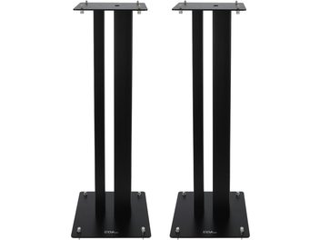 Enova HIFI MAJESTY 80 BL taban ayak, ön görünüm, 2 siyah destek, kare taban, her platformda 4 görünür vida