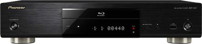 Pioneer BDP-440 Blu-ray-afspiller, mat sort frontpanel, LED-display, kontrolknapper, USB-port, frontlåge