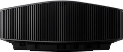 Sony VPL-VW870ES sort videoprojektor, set forfra, ventilationsgitter øverst, linse centreret på forsiden