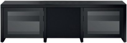 Sort Sonorous LBA1620 audio-/videomøbel, 3 rum med glasdøre, set forfra