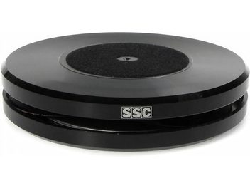 Puntale circolare nero SSC Bigpoint, alluminio anodizzato, logo bianco, sobrio ed elegante
