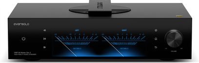 Leitor de áudio em rede EverSolo DMP-A8 Master Edition Gen 2 preto, ecrã tátil com VUímetros azuis e botão de volume frontal