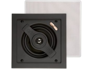 Enceinte de embutir na parede ArtSound SQ2040 preta quadrada com altifalante central visível e grelha branca amovível
