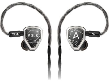 Écouteurs intra-auriculaires Astell&Kern STELLA gris et noir, coques angulaires avec câble tour d’oreille tressé