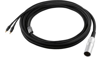 Audio Technica AT-B1XA/3.0 sort flettet hi-fi hovedtelefonkabel med sølvfarvet XLR-stik og to sorte lydstik med guldbelagt spids