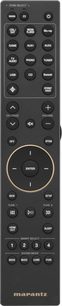 Sort Marantz Cinema 60 DAB Serie 2-fjernbetjening med kildeknapper og cirkulært centralt drejehjul