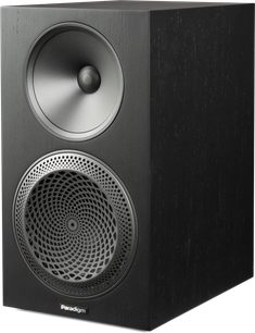 Diffusore da scaffale Paradigm Premier 220B v2 nero, vista a tre quarti, doppio altoparlante su facciata testurizzata