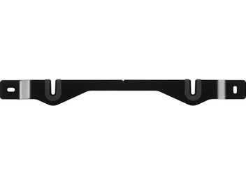 Black Mountson wall mount for Sonos RAY speaker, front view, metal construction with two mounting hooks at the ends