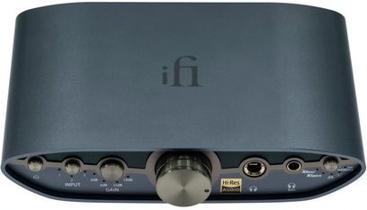 Højkvalitets hovedtelefonforforstærker iFi Audio ZEN CAN 3, set forfra, gråt kabinet, 4 knapper, 3 jackstik, 1 centralt drejeknap