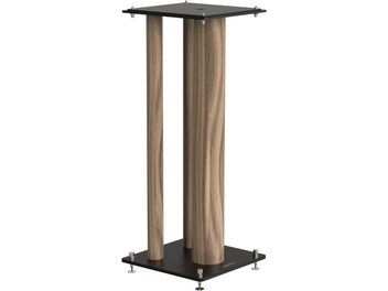 Norstone Design Stylum Max meşe hoparlör ayağı, siyah/meşe kaplama, 4 ayaklı, 2 silindirik ahşap kolon, siyah kare tabla