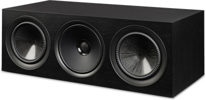 Paradigm Premier 520LCR v2 centerhøjttaler i sort set forfra med tre højttalerenheder på fronten