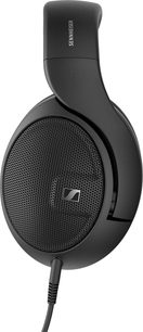 Μαύρα ακουστικά Sennheiser HD 560S, αριστερή πλευρική όψη, στρογγυλό αυτοφόρο με μεταλλική σχάρα, επενδεδυμένο τόξο