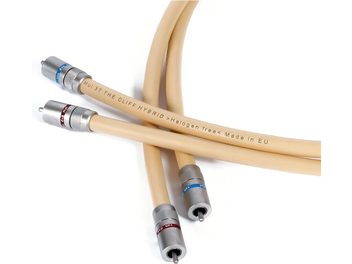 Audio kabel RCA Van den Hul 3T The Cliff Hybrid 1 m béžový, konektory z postříbřeného kovu s červeným a modrým kroužkem