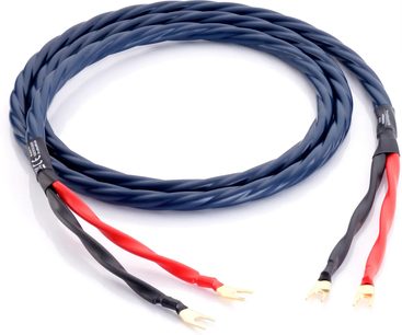 Inakustik S25 Speaker Cable 425 blauw gevlochten luidsprekerkabel met vergulde rode en zwarte vorkverbindingen