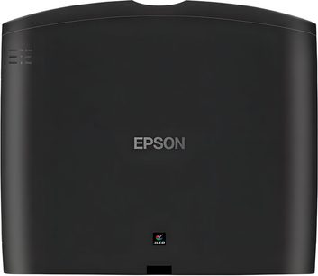Βιντεοπροβολέας Epson EH-LS9000B μαύρος από ματ πλαστικό, άποψη από πάνω, λογότυπο 3LCD, ενδεικτικές λυχνίες στα αριστερά