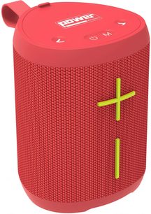 Bluetooth-højttaler Yourban Getone 20 rød, set fra vinkel, cylindrisk form, mesh-stof, kontrolknapper på toppen