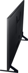 Samsung QE65Q900R TV set fra siden, slukket skærm, sort ramme og fod, ultratyndt og minimalistisk design