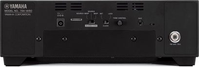 Yamaha TSX-W80, sort dockingstation, set forfra, knapper og stik på forsiden, LCD-skærm, FM-antenne 75Ω