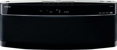 Onkyo CBX-500 sort, CD-dockingstation, frontvisning, LED-display, kontrolknapper øverst, højglanspoleret sort finish