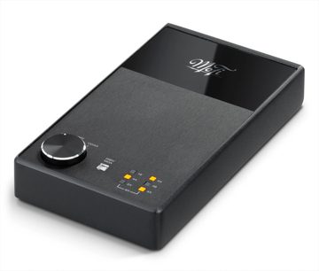 Convertitore audio DAC Mofi Electronics StudioDAC nero, corpo rettangolare con manopola frontale e indicatori LED