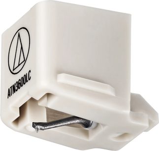 Puntina di lettura Audio Technica ATN3600LC per giradischi, supporto bianco vista laterale