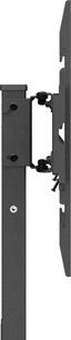Norstone Pro Vision Plus matte black steel wall TV mount, side view, slim vertical bar with articulated arm and mounting plate with exposed screws