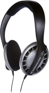 Sennheiser HD-408 åben hovedtelefon, sort, set fra venstre profil, ovale ørepuder og polstret hovedbøjle