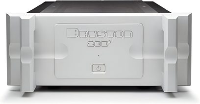 Amplificator de putere Bryston 28B3 argintiu cu panou frontal masiv și mânere laterale