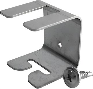 Akustisk tilbehør Artnovion FixArt Tube Lock i grå metal, L-formet, med hul og monteringsskrue