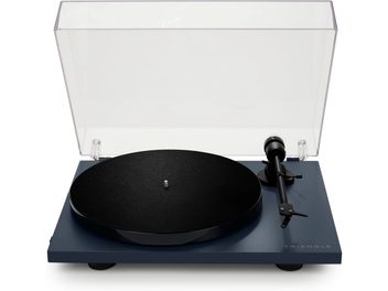 Hi-fi platespiller Triangle Lunar 1 blå, matt svart tallerken, tonarm, gjennomsiktig løftet deksel, mørkeblått understell